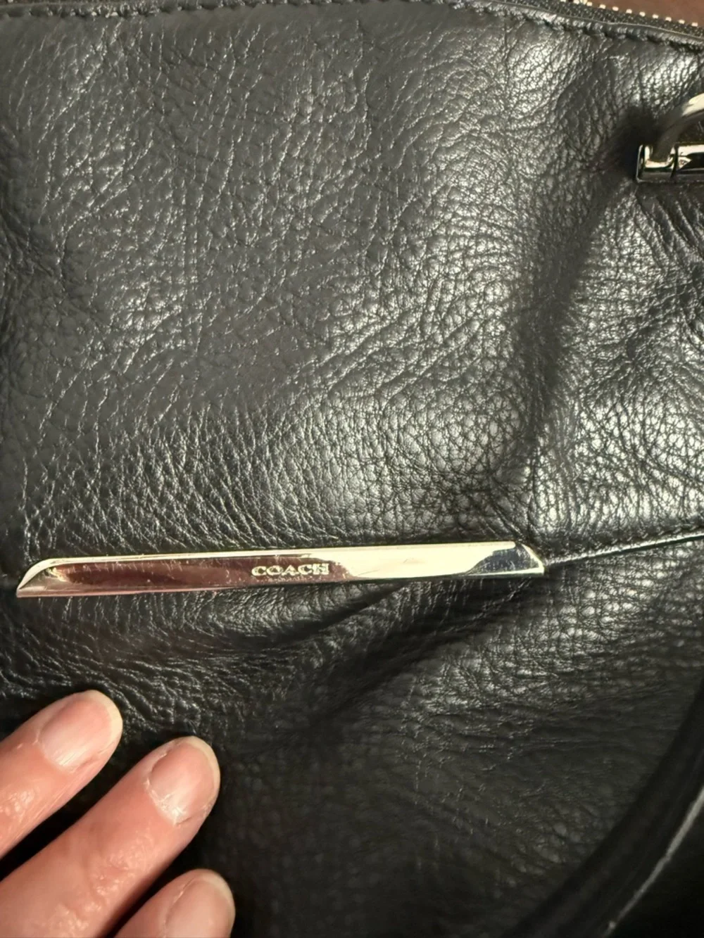 Coach Black Pebbled Leather Satchel with Silver Hardware